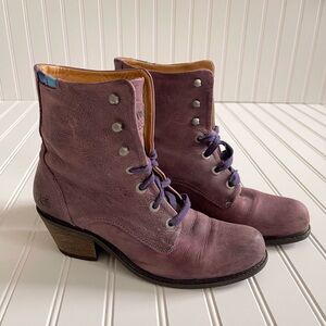 John Fluevog Lace Up Purple Boots -Retired Adriana Nuni